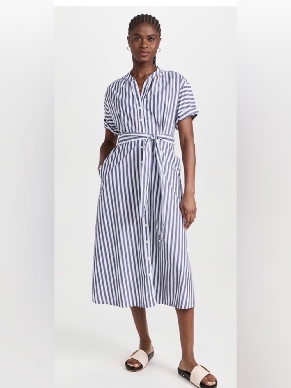 Xirena Liora Dress Striped Belted Midi Size Small